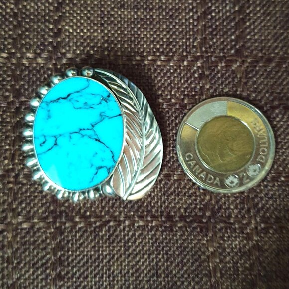 Vintage TC-25 Taxco Mexico Sterling Genuine Turquoise Statement Pendant & Brooch - Picture 10 of 11